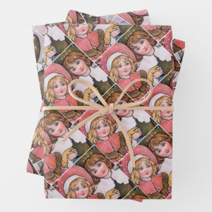 Feuille De Papier Cadeau Girl and boy ice skating - Florence Hardy