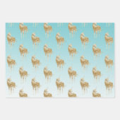 Feuille De Papier Cadeau Girl Aqua Gold Confetti Parties scintillant Unicor (Devant)