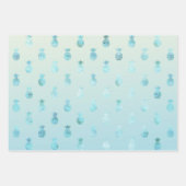 Feuille De Papier Cadeau Girly Aqua Glam Tropical Pineapples Ombre (Devant)