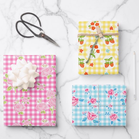 Feuille De Papier Cadeau girly gingham check pattern (Recto)