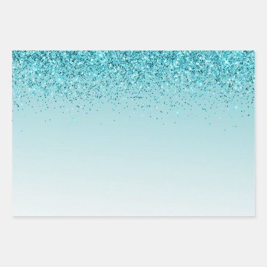 Feuille De Papier Cadeau Girly Glitz Aqua Turquoise Parties scintillant Uni (Devant 2)