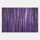 Feuille De Papier Cadeau Girly Lavender Purple Silver Glam Tinsel Stripes (Devant 3)