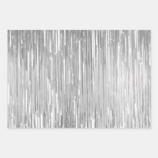 Feuille De Papier Cadeau Girly Lavender Purple Silver Glam Tinsel Stripes (Devant 2)