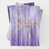Feuille De Papier Cadeau Girly Lavender Purple Silver Glam Tinsel Stripes (En situation)