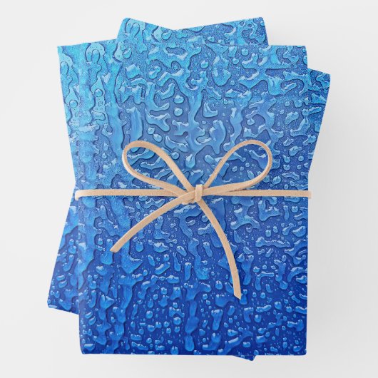 Feuille De Papier Cadeau Glace Sur Métal Bleu (En situation)