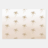 Feuille De Papier Cadeau Glam Aqua Rose Gold Palm Trees Tropical Ombre (Devant)