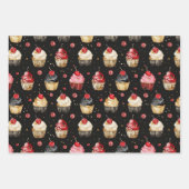 Feuille De Papier Cadeau Glam Black Red Gold Anniversaire (Devant 3)