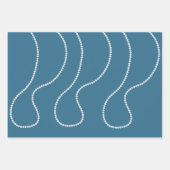 Feuille De Papier Cadeau Glam Blue Perles Blanches Mariage (Devant 2)