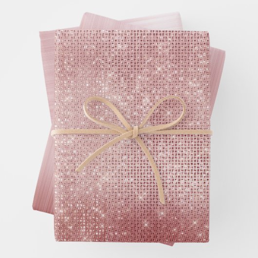 Feuille De Papier Cadeau Glam Blush rose brillant étincelle (En situation)