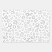 Feuille De Papier Cadeau Glam Empreinte de léopard Chic Silver blanc tendan (Devant 2)
