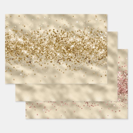 Feuille De Papier Cadeau Glam Girly Gold Glitzy Parties scintillant Sparkle (Lot)