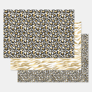 Feuille De Papier Cadeau Glam Gold Black Posters de animaux