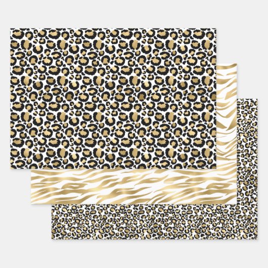 Feuille De Papier Cadeau Glam Gold Black Posters de animaux (Lot)