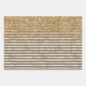 Feuille De Papier Cadeau Glam Gold Blush rose Brown rayures (Devant 3)