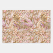Feuille De Papier Cadeau Glam Gold Chic Pink Peacock (Devant 3)