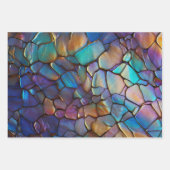 Feuille De Papier Cadeau Glam Iridescente Opal Gemstone Tissu (Devant 3)
