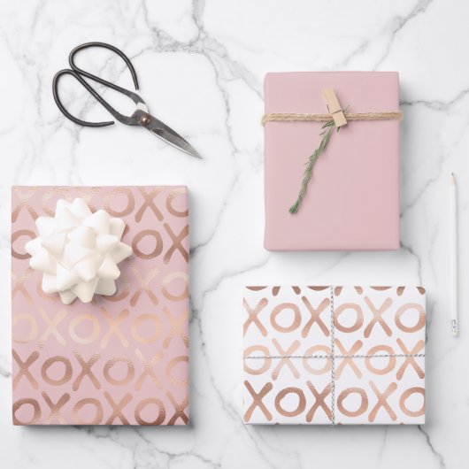 Feuille De Papier Cadeau Glam Rose Gold Blush XOXO (Recto)