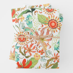 Feuille De Papier Cadeau Glamor Floral Blanc