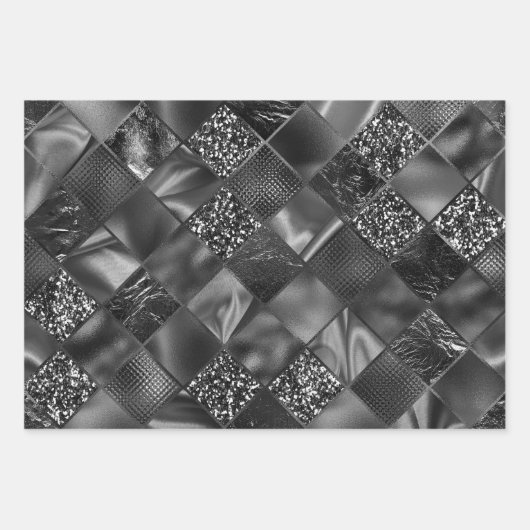 Feuille De Papier Cadeau Glamorous Black & Silver Sparkling Patterns (Devant 2)