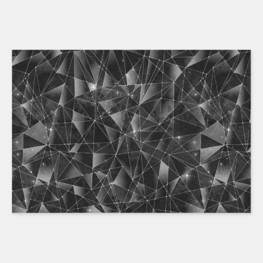 Feuille De Papier Cadeau Glamorous Black & Silver Sparkling Patterns (Devant)