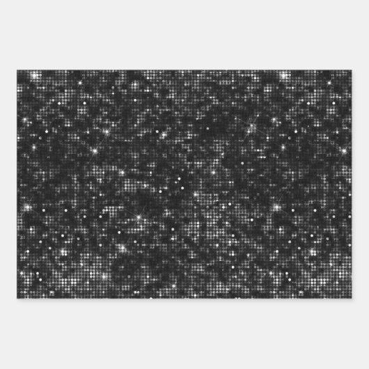 Feuille De Papier Cadeau Glamorous Black & Silver Sparkling Patterns (Devant)