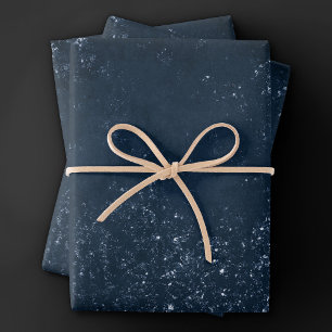 Feuille De Papier Cadeau Glimmery Navy Grunge   Sombre Sapphire bleu Damas