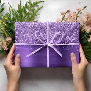 Feuille De Papier Cadeau Glitter Améthyste Purple Faux Foil