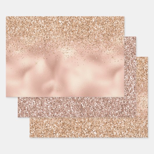 Feuille De Papier Cadeau Glitter Peach Rose (Lot)