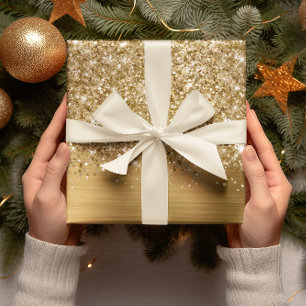 Feuille De Papier Cadeau Glitterie or Glam
