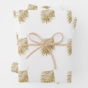 Feuille De Papier Cadeau Glittery Gold Palms Mariages tropicaux Célébration