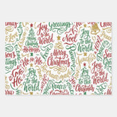 Feuille De Papier Cadeau Glittery Merry Christmas and Joy Typography (Devant)