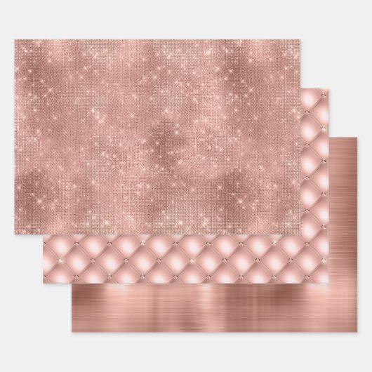 Feuille De Papier Cadeau Glitz rose Gold Sparkle et Glam (Lot)