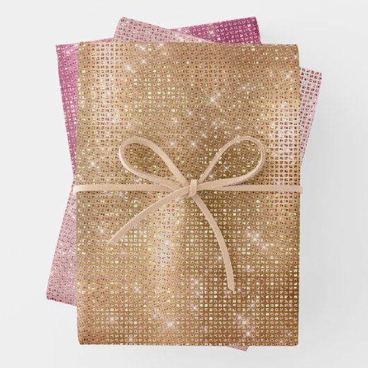 Feuille De Papier Cadeau Glitzy Champagne Gold Sparkam (En situation)