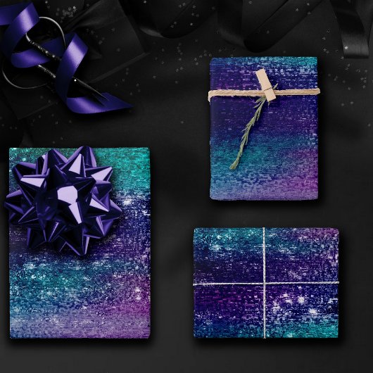 Feuille De Papier Cadeau Glitzy Foil | Holographique Iridescente Dark Ombre