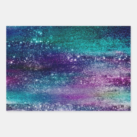 Feuille De Papier Cadeau Glitzy Foil | Holographique Iridescente Dark Ombre (Devant)