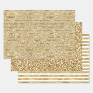 Feuille De Papier Cadeau Glitzy Gold Glam Parties scintillant raypes