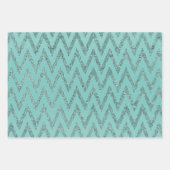 Feuille De Papier Cadeau Glitzy Green Chevron Stripes Noël (Devant 3)