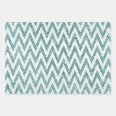 Feuille De Papier Cadeau Glitzy Green Chevron Stripes Noël (Devant 2)