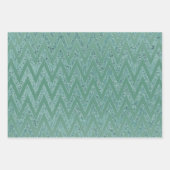 Feuille De Papier Cadeau Glitzy Green Chevron Stripes Noël (Devant)
