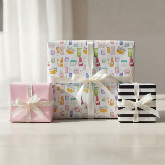 Feuille De Papier Cadeau Glow Up Skincare Gift Wrap 3 Pack – Custom Name