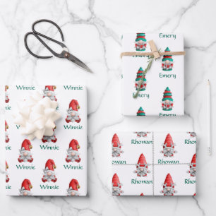 Feuille De Papier Cadeau Gnome de Noël personnalisée