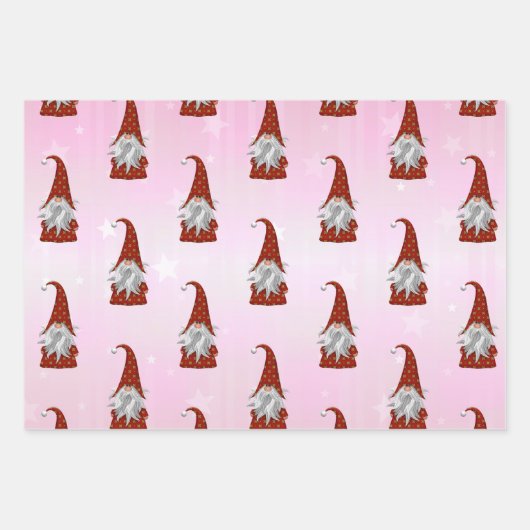 Feuille De Papier Cadeau Gnome en costume rouge (Devant 3)