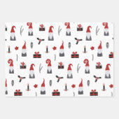 Feuille De Papier Cadeau Gnome mignonne Noir et Rouge Noël (Devant 2)