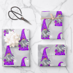 Feuille De Papier Cadeau Gnome pourpre