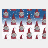 Feuille De Papier Cadeau Gnome Rouge Et Noir (Devant 2)