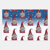 Feuille De Papier Cadeau Gnome Rouge Et Noir (Devant 3)