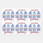 Feuille De Papier Cadeau Gnomes bleu, blanc et rouge d'hiver (Devant 3)