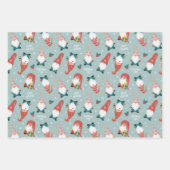 Feuille De Papier Cadeau gnomes de Noël, animaux de la forêt motifs d'hiver (Devant)