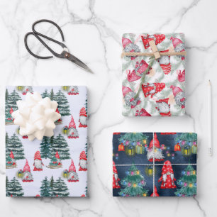 Feuille De Papier Cadeau Gnomes de Noël d'hiver