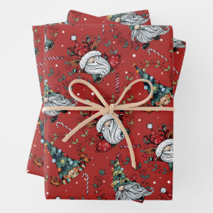 Feuille De Papier Cadeau Gnomes de Noël fantasques